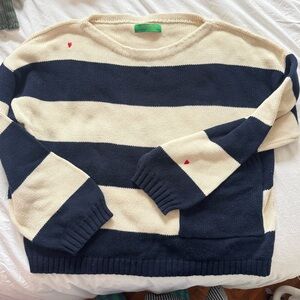Clare V. Dorothee Striped Navy/Cream Sweater (M/L)